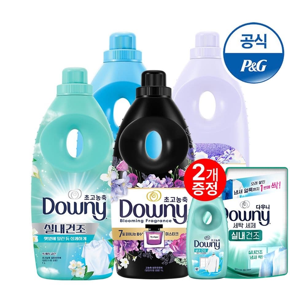 다우니 초고농축 섬유유연제 탈취파워 1L 4개 + 200ML 2개 (21,640원 / 무료)