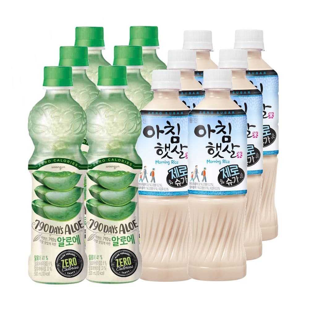 자연은 알로에 제로+아침햇살 제로슈가 혼합패키지 500ml x 12페트