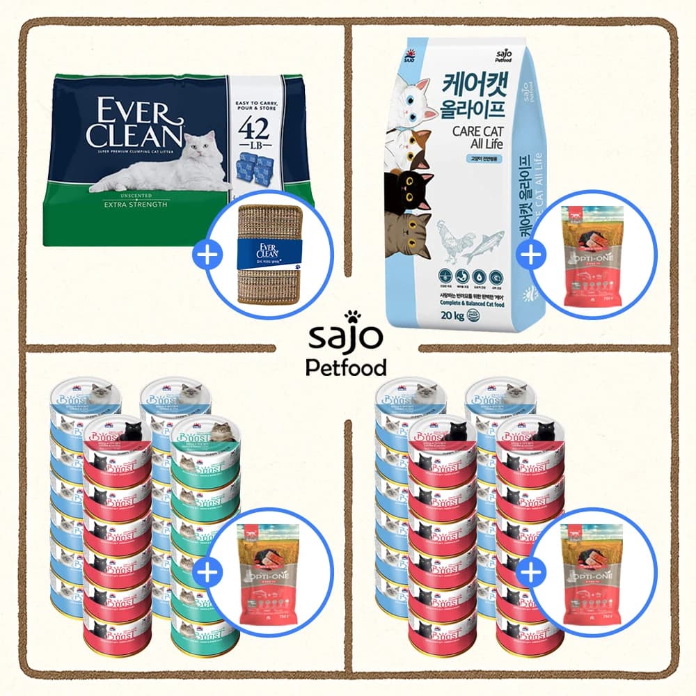 사조펫 옵티원부스트캣 160g 총 24캔(참치 12개 +  연어6개 + 맛살 6개)