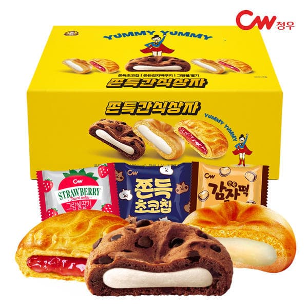 청우 쫀득초코칩+사과쨈쿠키+감자떡쿠키 33봉