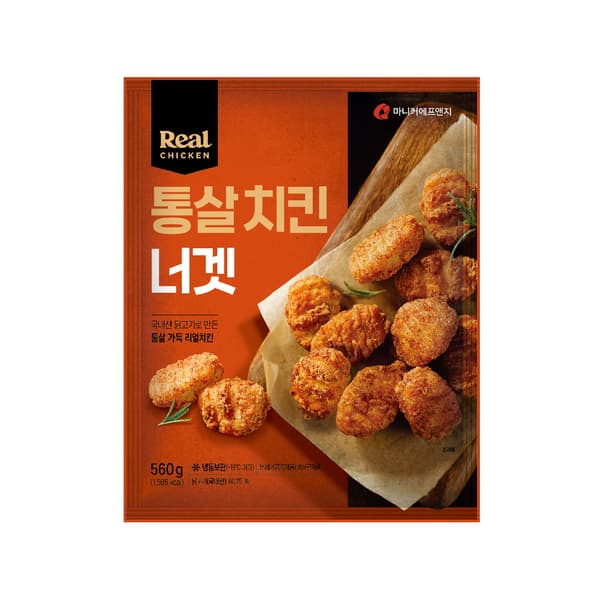 마니커에프앤지) 통살 치킨너겟 560g 2봉 + 케이준 치킨텐더 400g 1봉 12,900원 무배