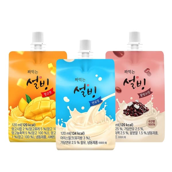 짜먹는 설빙 3종 120ml 12+12개 골라담기 (20,930원/무료)
