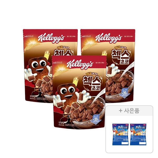 켈로그 오곡 첵스초코 570g 3개+콘푸로스트 30g 2개증정 (11,550원/무배)