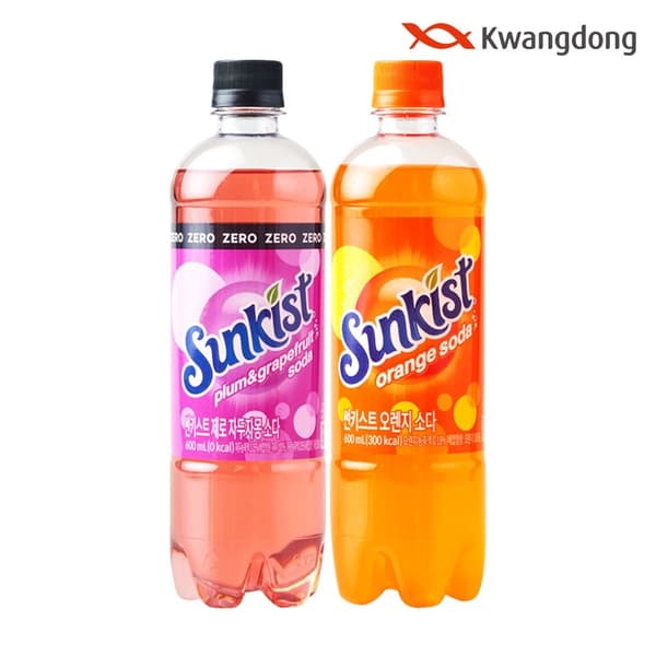 썬키스트 제로 자두자몽소다/오렌지소다 600ml 24pet (9,890원/무료)1