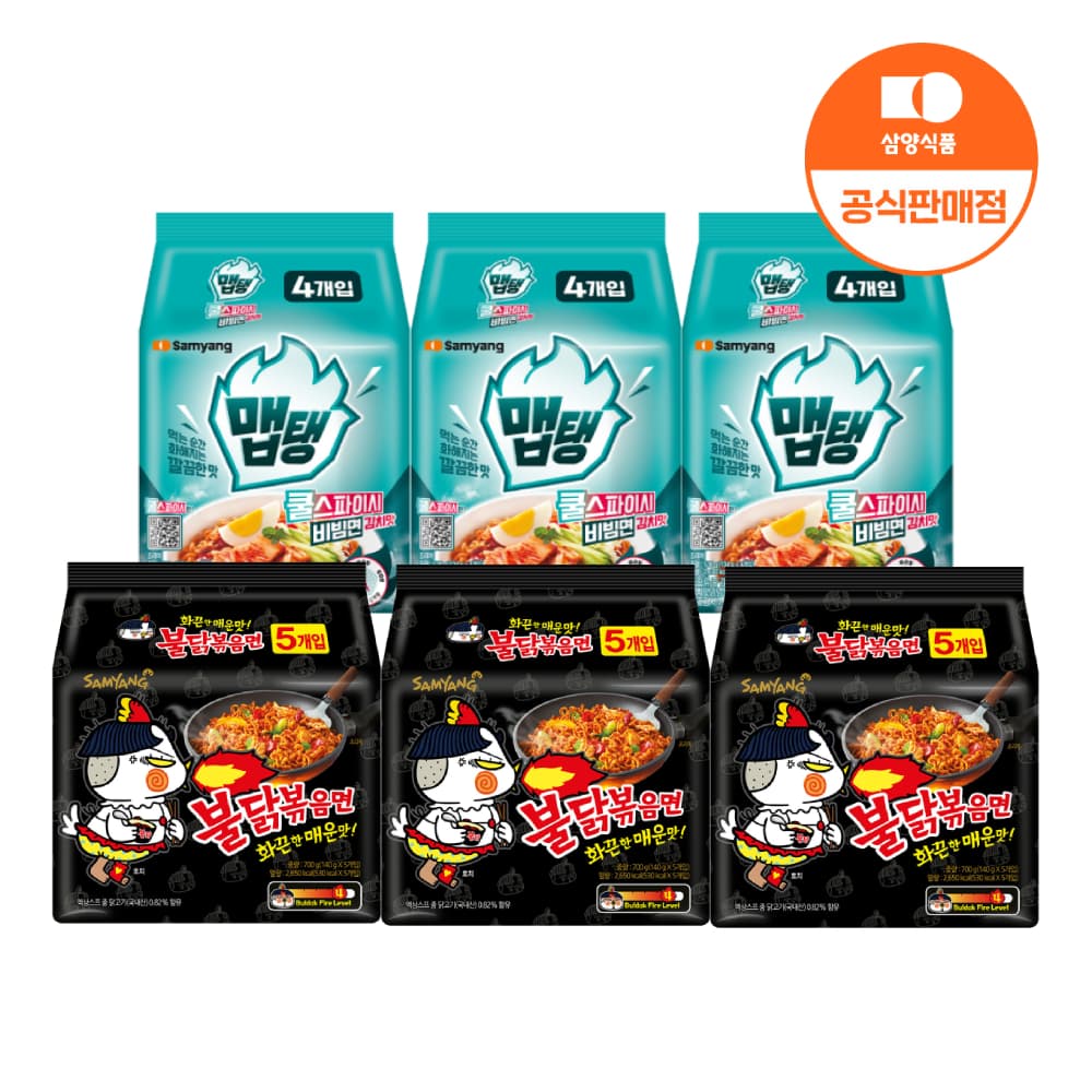 삼양식품 맵탱 비빔면 12입+불닭볶음면 15입 (24,750원/무료)
