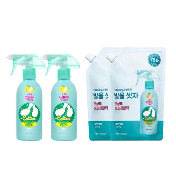 온더바디 발을씻자 코튼풋샴푸 385ml 2개 + 리필 500ml 2개 (16,900원/무료)1