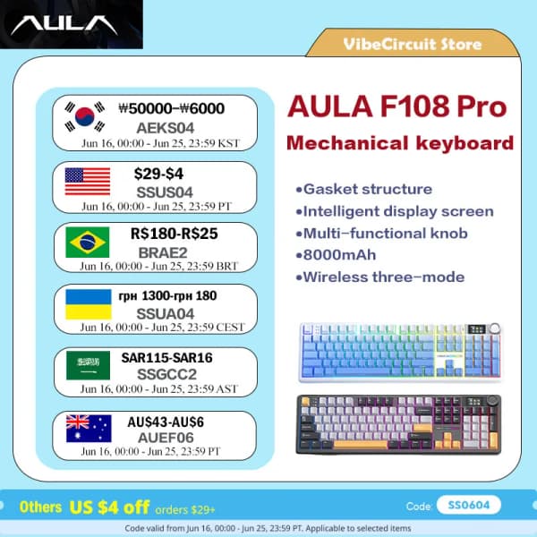 AULA F108pro 가스켓 구조 기계식 키보드 풀배열
